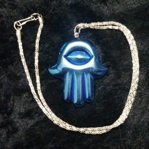 Hematite Hamsa Necklace